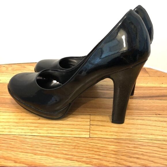Black patent leather shiny platform heels shoes 9 NEW NIB NWT rockabilly pinup - Picture 8 of 16